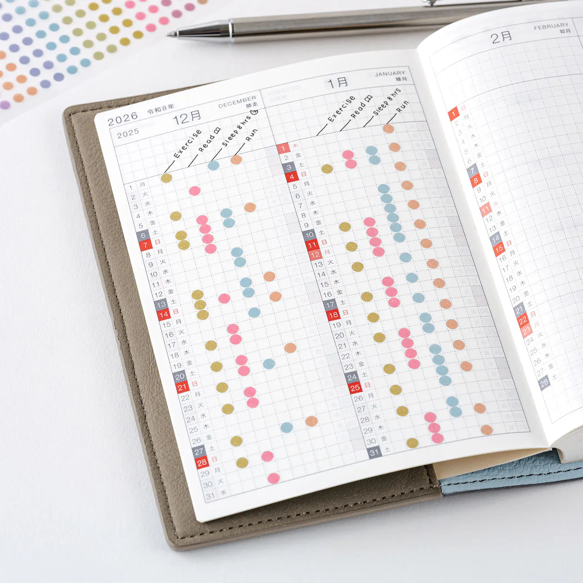 Hobonichi Techo TSUKI no IRO See-Through Round Stickers PET 12 Colors