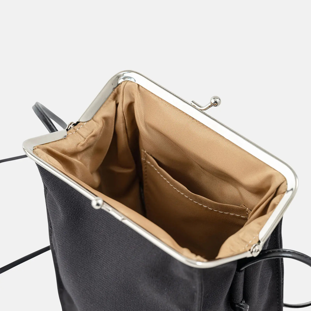 Hobonichi Drawer Pouch Gamaguchi Burabura – Black Cotton Shoulder Pouch