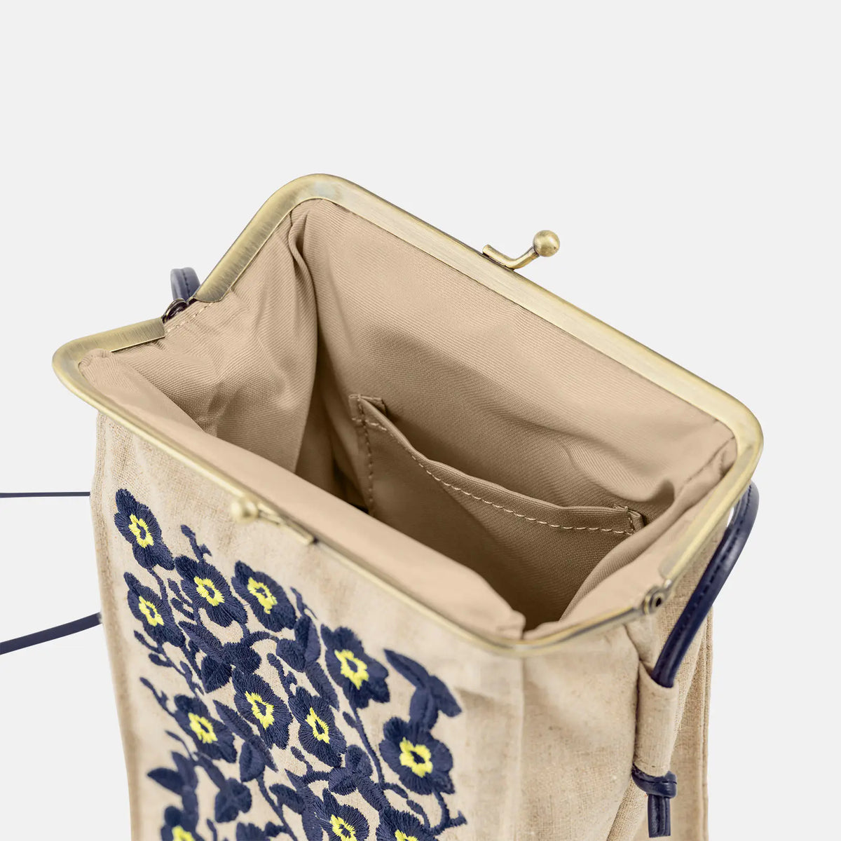 Hobonichi Drawer Pouch Gamaguchi Burabura – Ukrainian Flowers Linen Shoulder Pouch