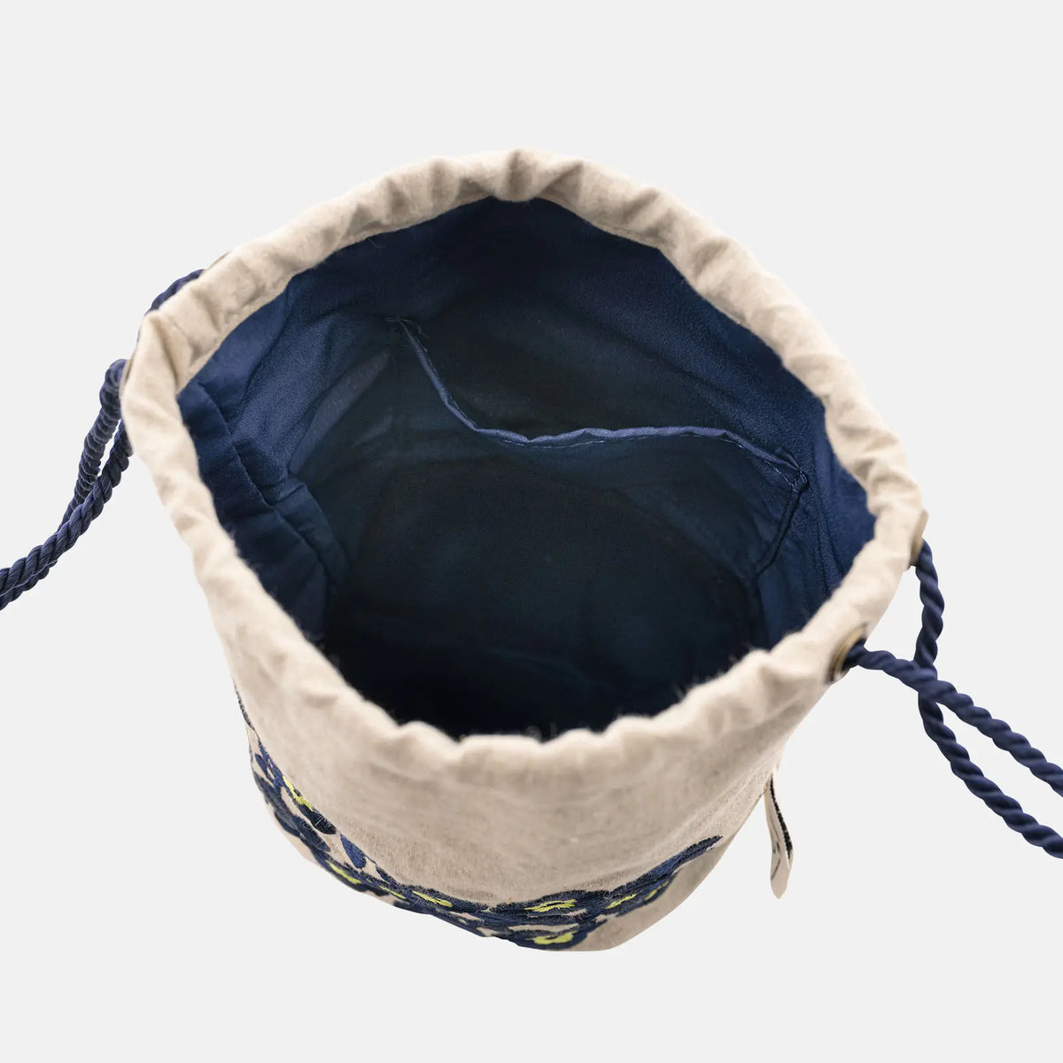 Hobonichi Anytime Drawstring Bag – Ukrainian Flowers Linen Mini Shoulder Bag