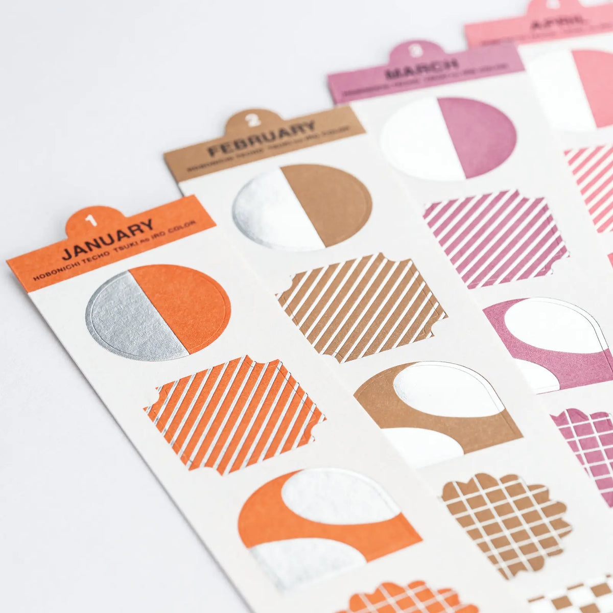 Hobonichi Techo TSUKI no IRO Bookmark Foil Stickers 12 Sheets Silver Foil