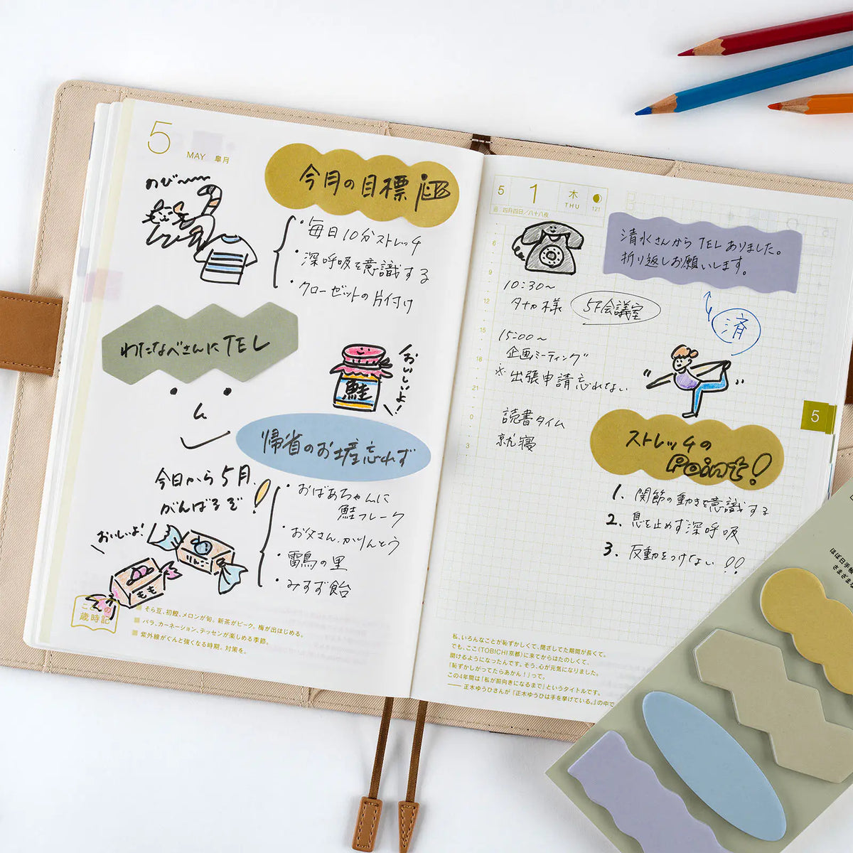 Hobonichi Techo TSUKI no IRO Sticky Notes Frame Shape Guide