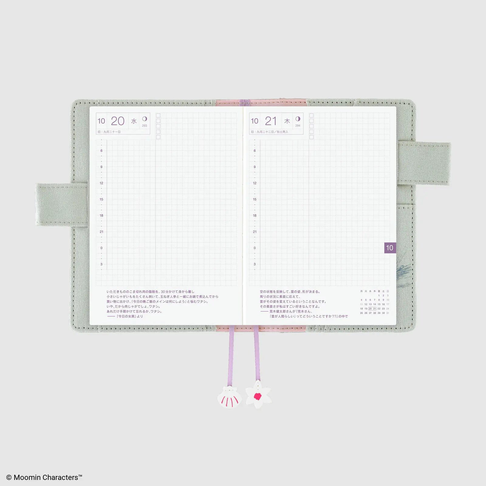 Hobonichi Techo 2027 Moomin My Garden Pale Mint A6 Planner Cover