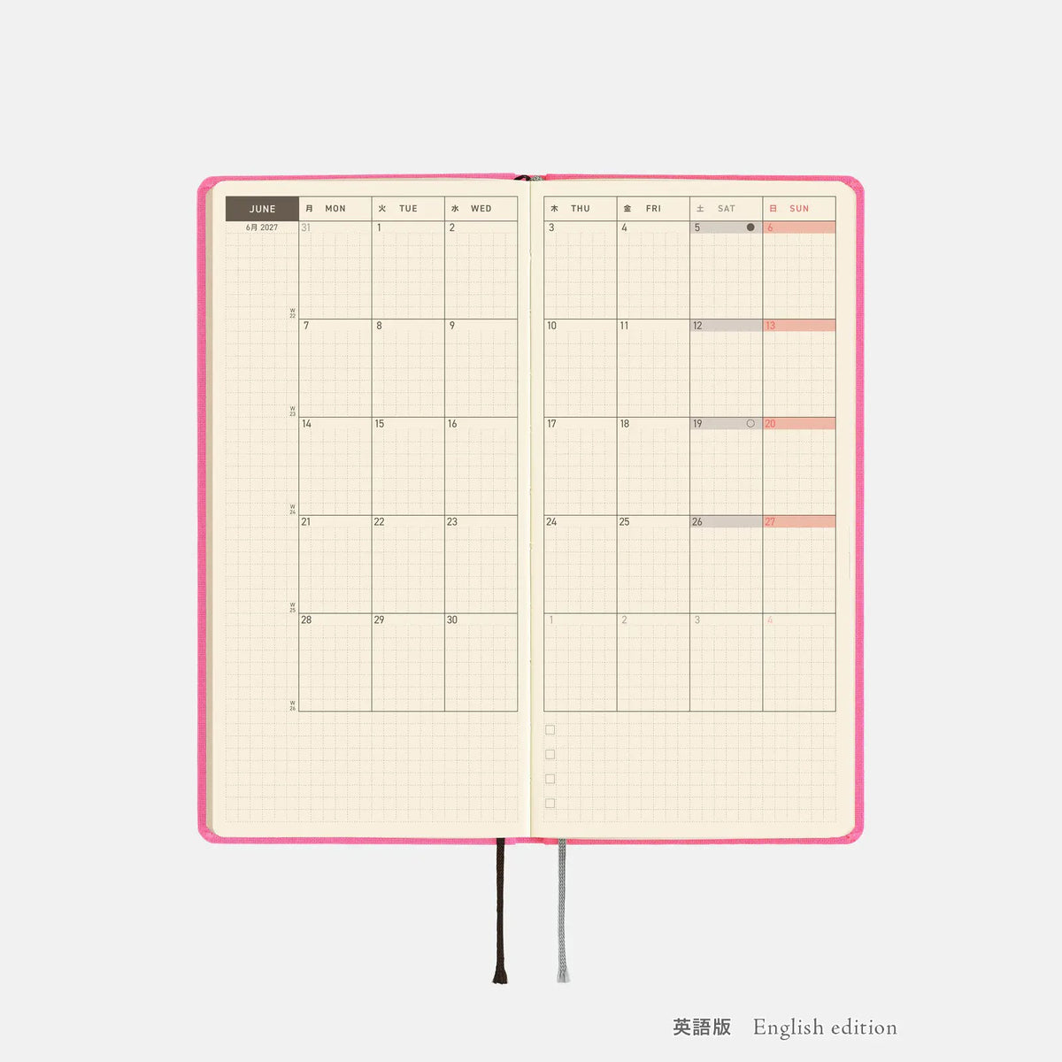 Hobonichi Techo Weeks 2027 Pink Sapphire Planner