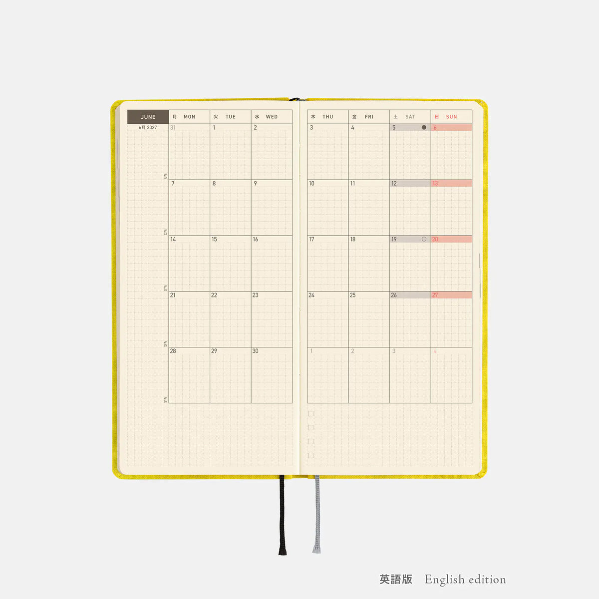 Hobonichi Techo Weeks Mega 2027 Colors “Canary Yellow” Planner