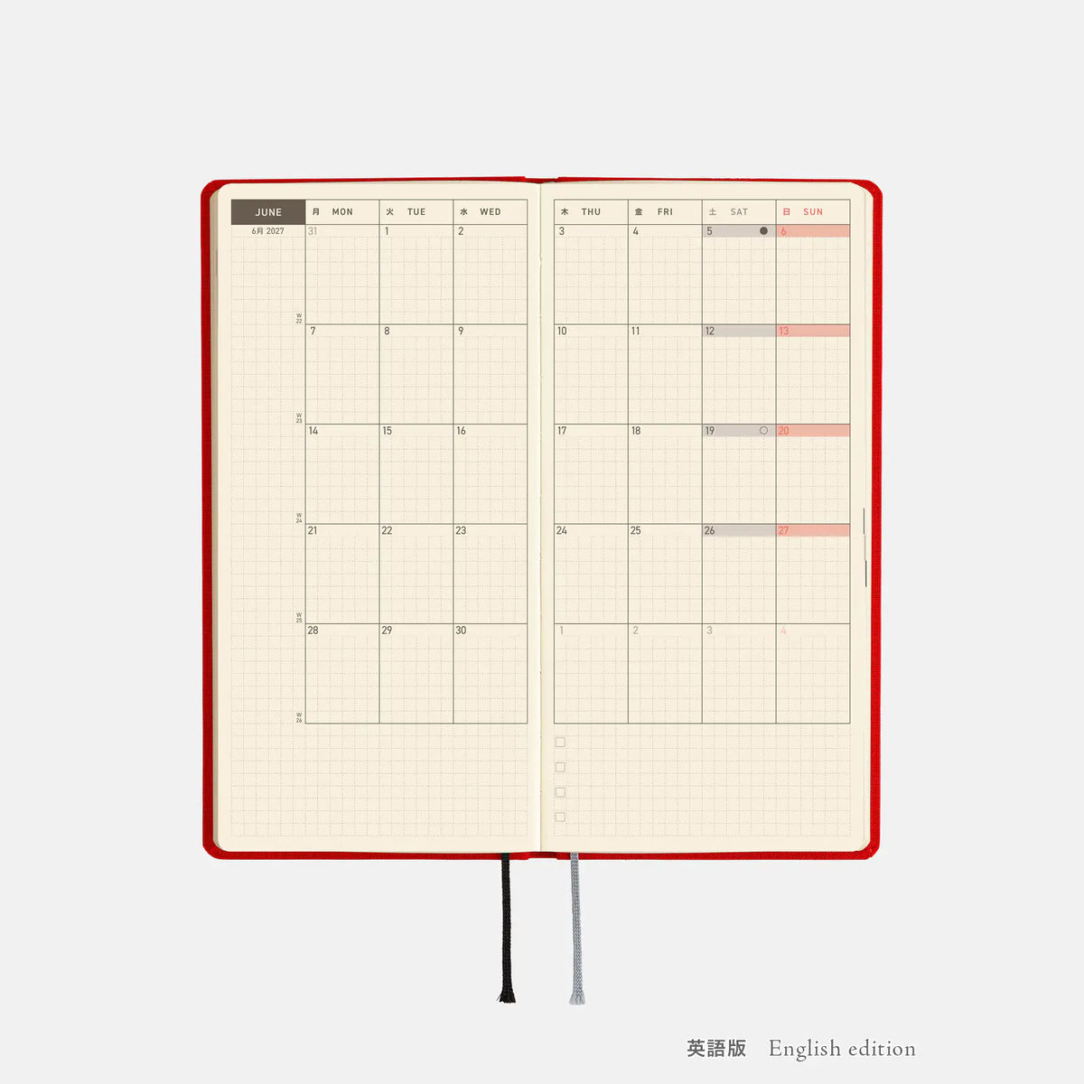 Hobonichi Techo Weeks Mega 2027 Colors “Poppy Red” Planner