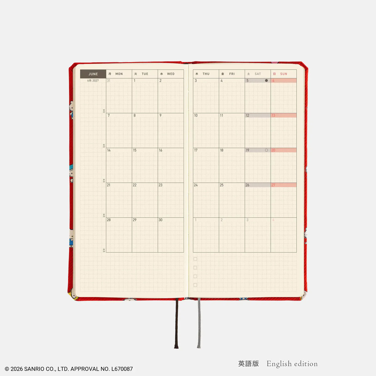 Hobonichi Techo Weeks 2027 Hello Kitty Planner