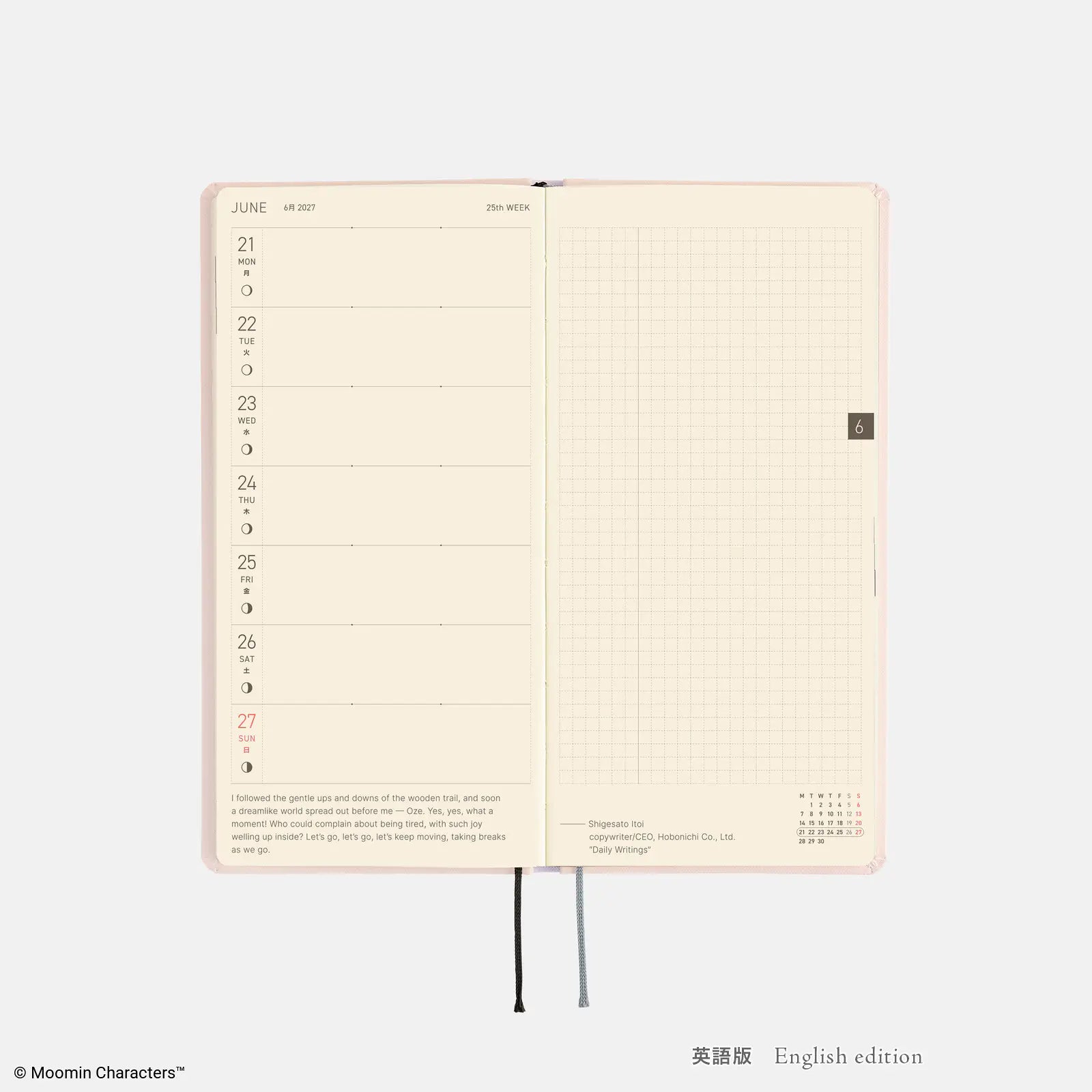 Hobonichi Techo Weeks 2027 Moomin “Around the Table” Weekly Planner
