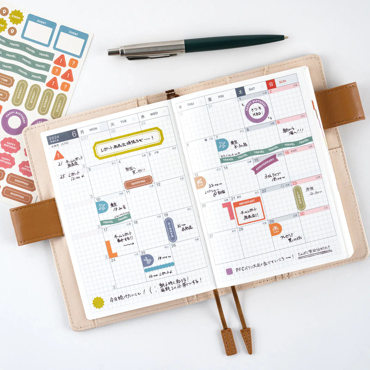 Hobonichi Techo TSUKI no IRO Schedule Sticker Set Planner Stickers 5 Sheets