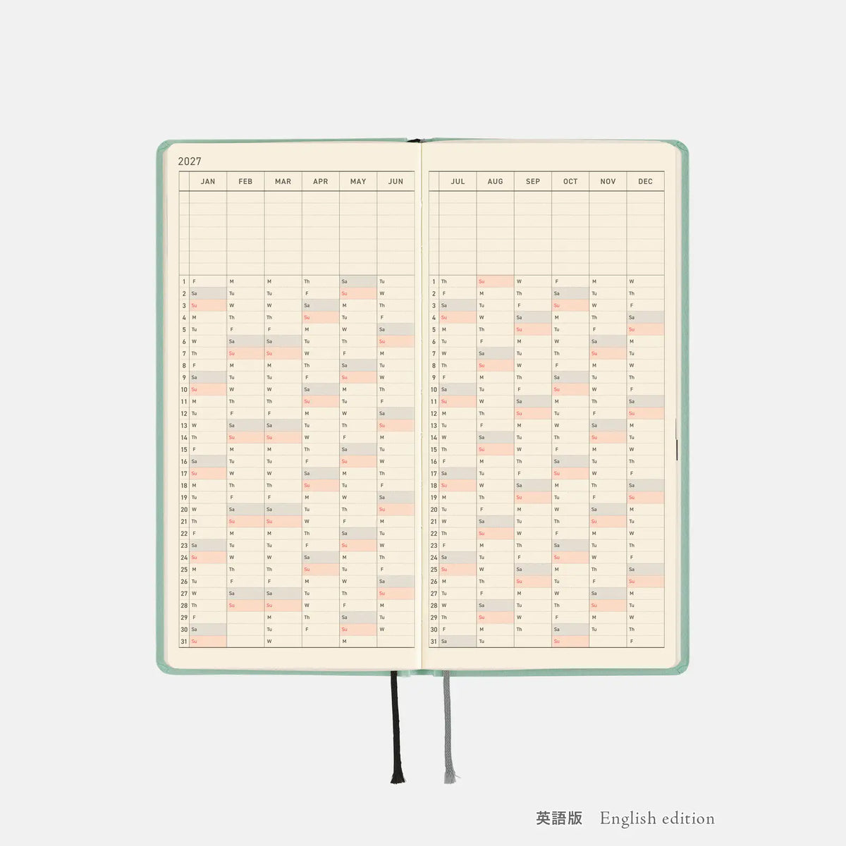 Hobonichi Techo Weeks 2027 Paper Series “Jade” Planner