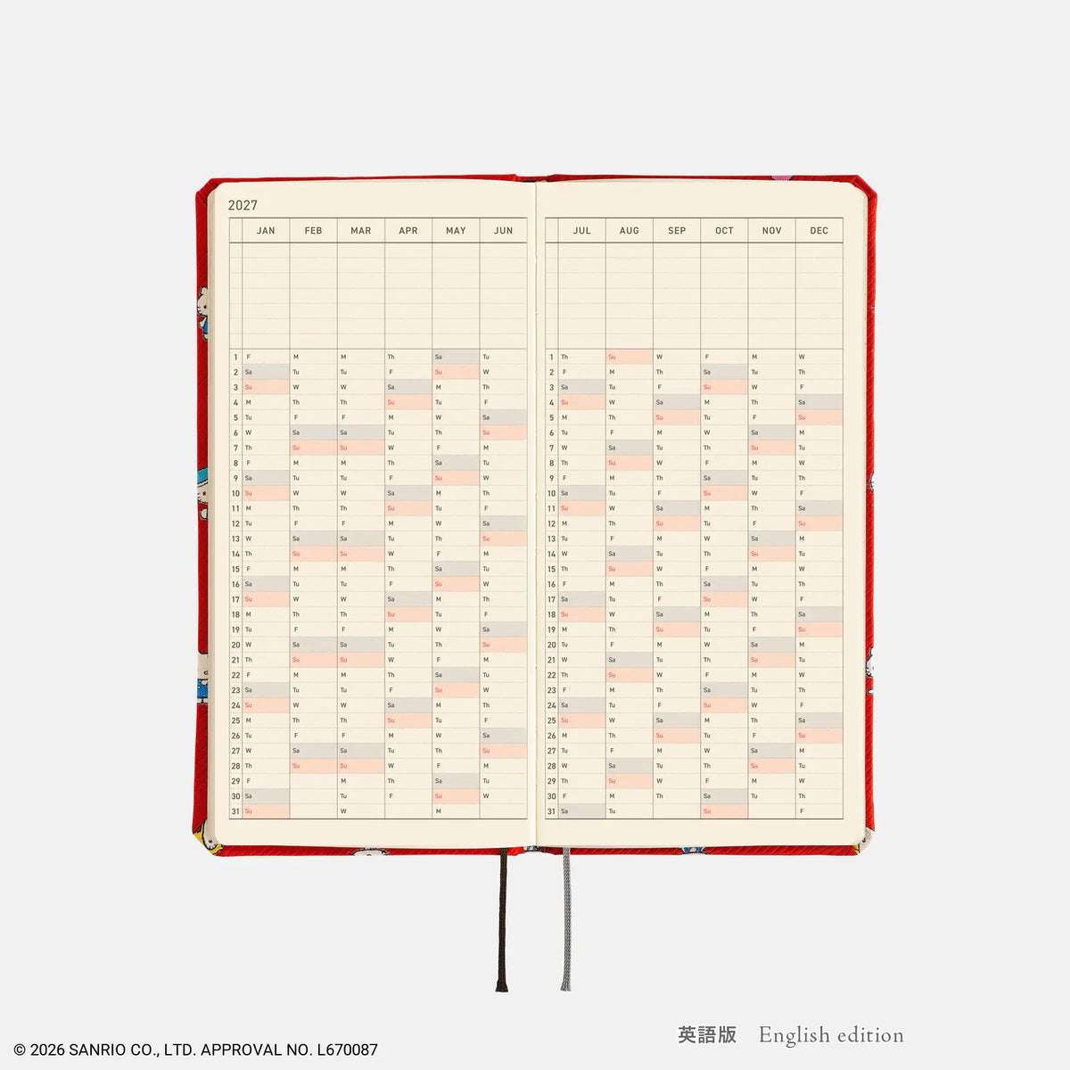Hobonichi Techo Weeks 2027 Hello Kitty Planner